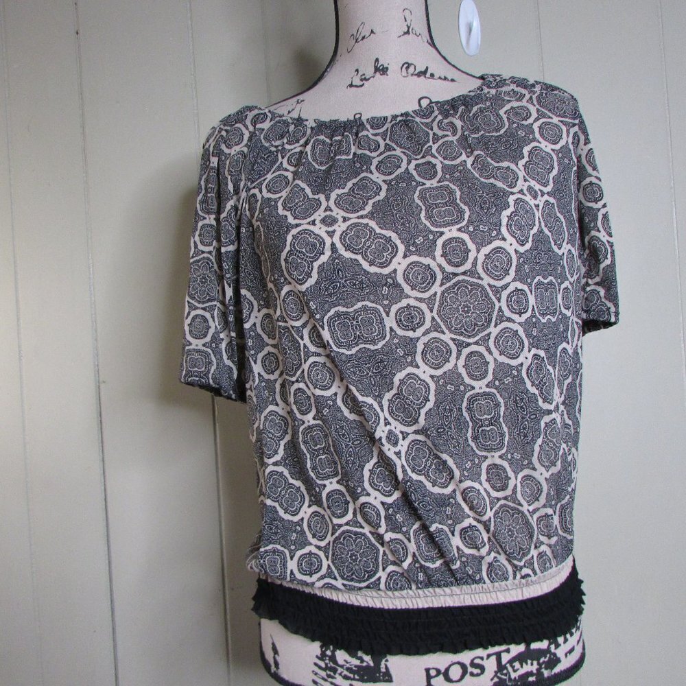The Limited Blouse XS Sheer Black Tan